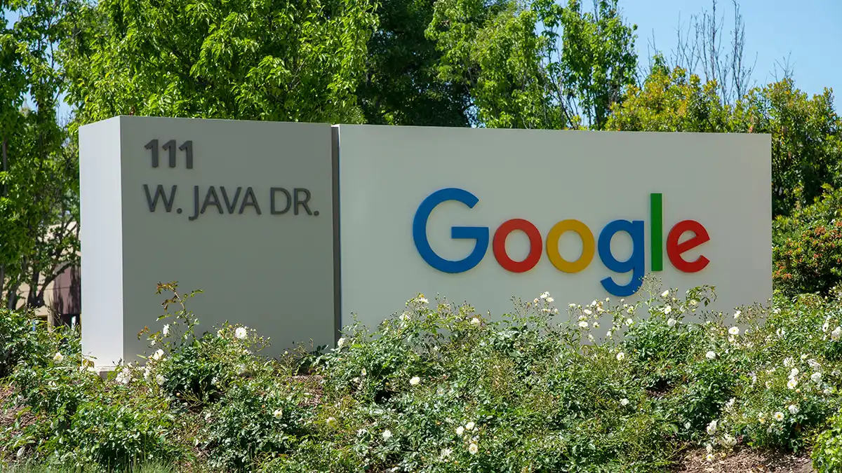 Google head office street sign, CA USA.